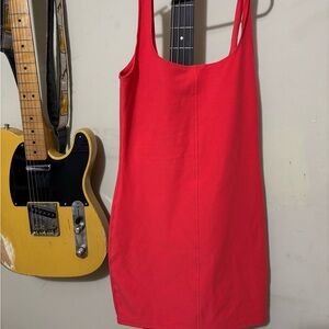 Alo Yoga Red Fitted Tank Dress | Studio-to-Street Minimalist Bodycon